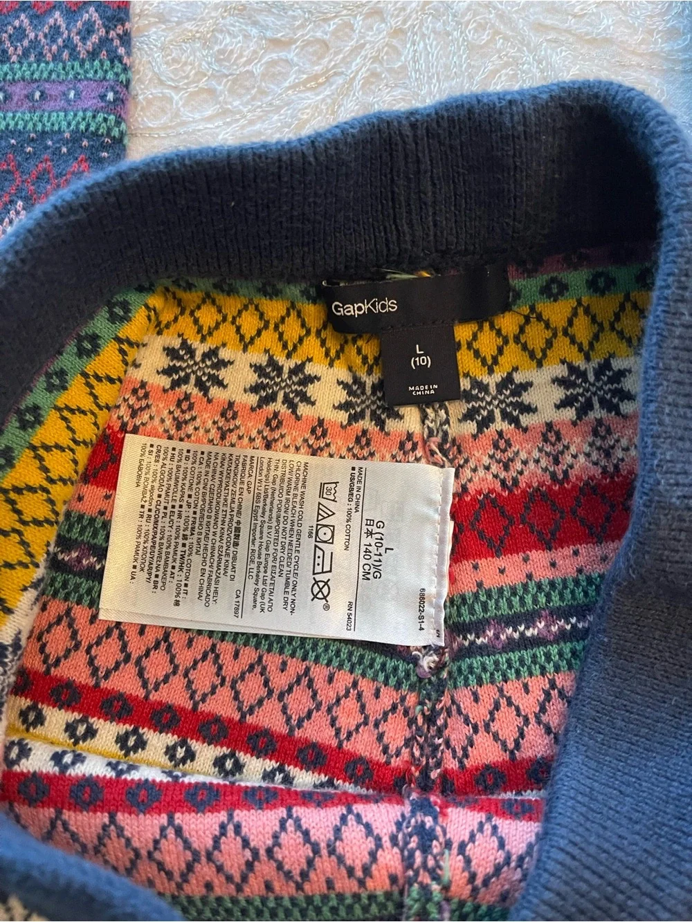 VGUC GAP Kids Fair Isle Knit Leggings - Navy Multi Sz L (10-12).